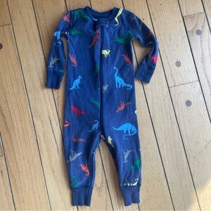 Hanna Andersson Dino zip up pajamas size 75 12-18 month blue dinosaur print baby